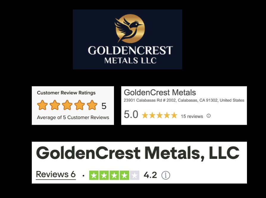 Image of customer reviews for GoldenCrest Metals