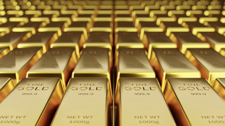 Gold bars piled on top of each other