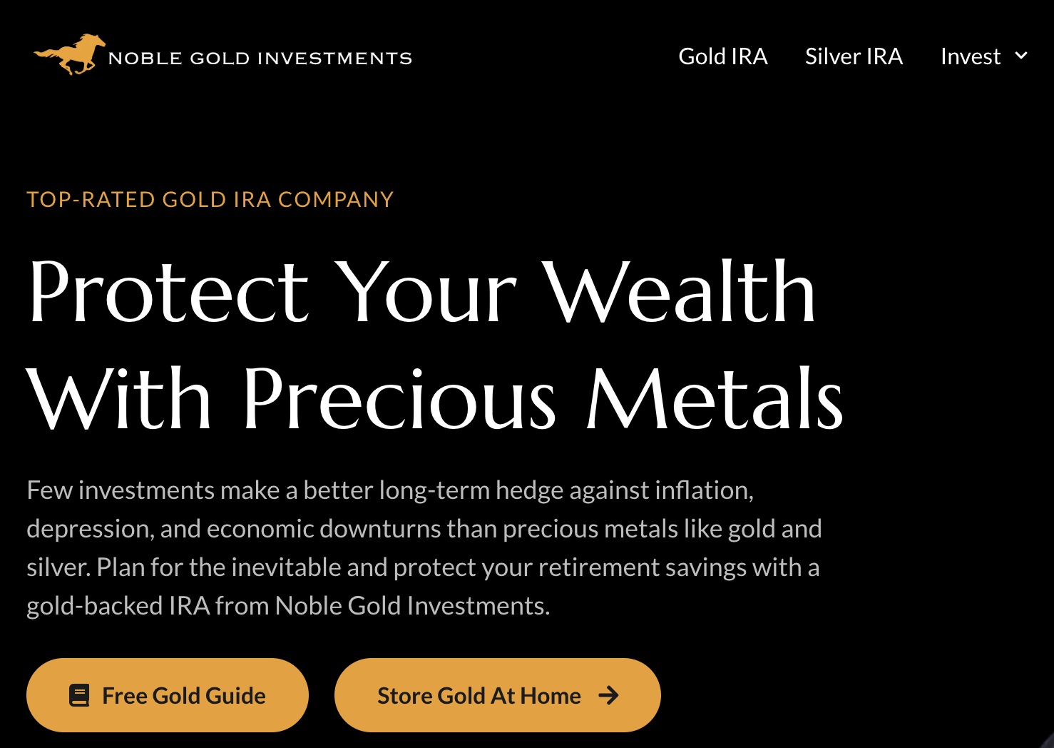 Screen shot from the Noble Gold website explaining what the company does